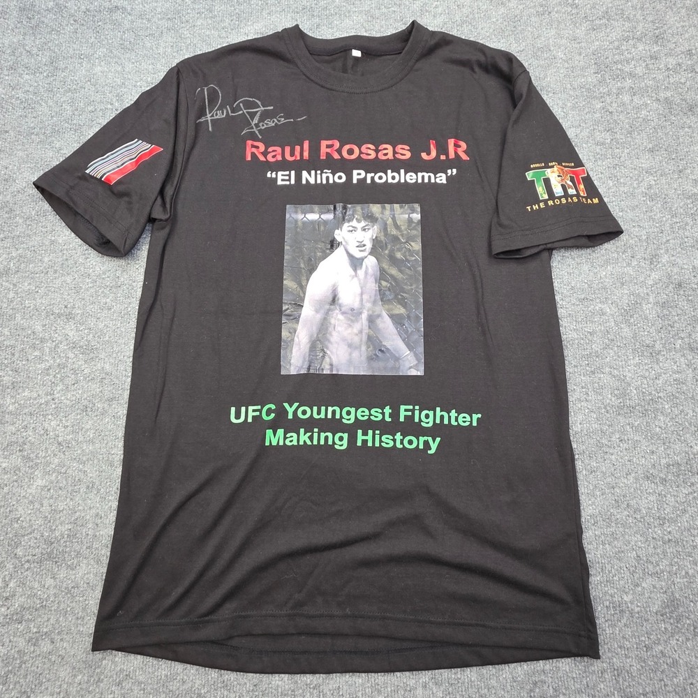 Raul Rosas Jr T Shirt Men's 2XL Black Autographed UFC Graphic Tee Signed Rare